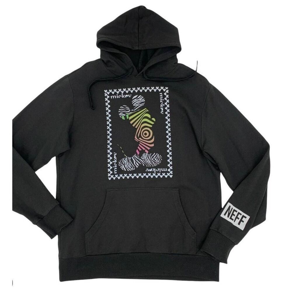 Disney Neff Collab Hoodie Sz S Black Big Logo Sweatshirt TheWalkingCloset